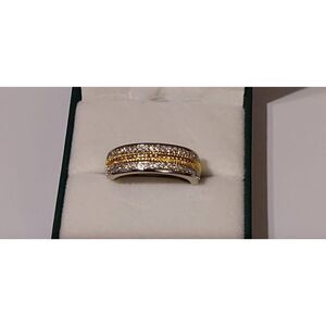 Beautiful 1 Ct. Two-Tone Pave Diamond Simulant Wedding/Anniversary Band Ring #9